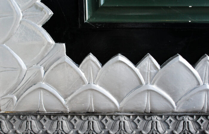 Detail shot of silver architecture ceiling details
