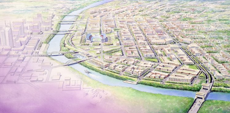 Watercolor of the East Bank of Nashville