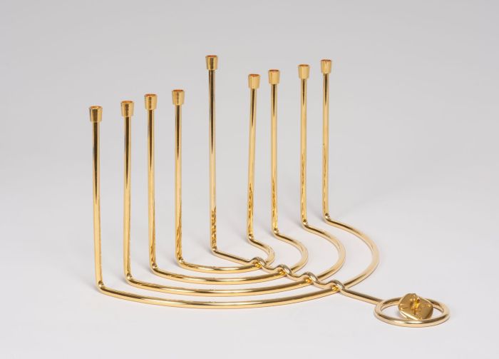 Gold Hanukkah Lamp and Dreidel