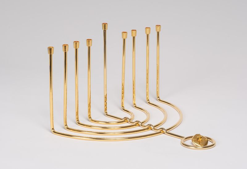 Gold Hanukkah Lamp and Dreidel