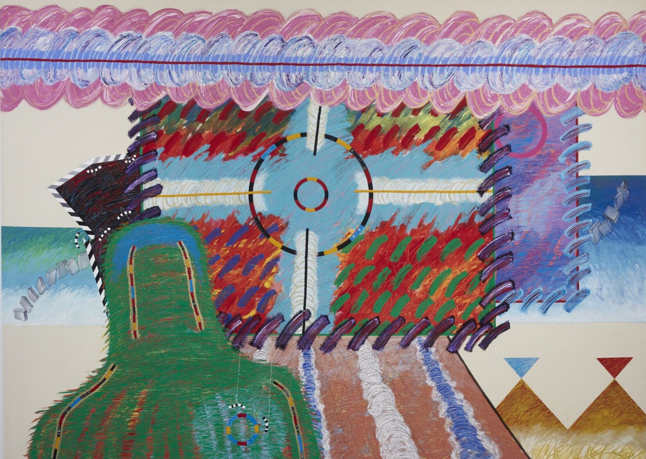 Acrylic painting with colorful shapes