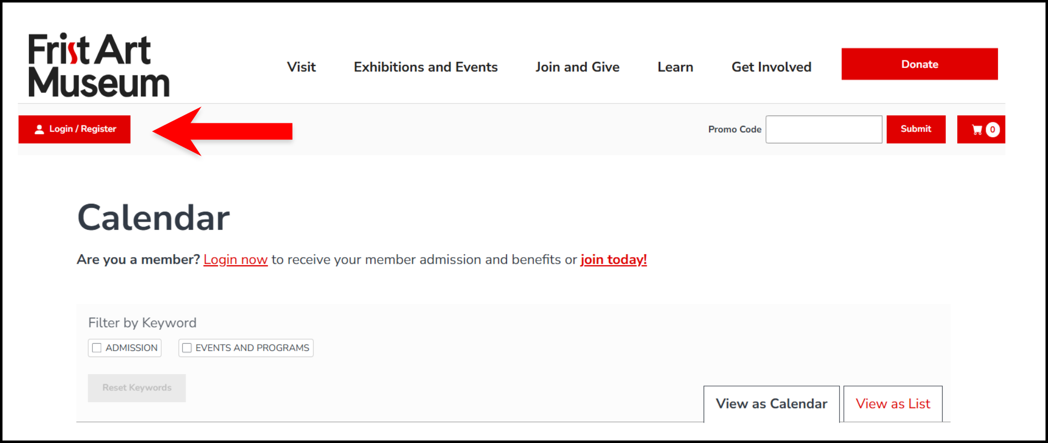 Screen Shot of Login page