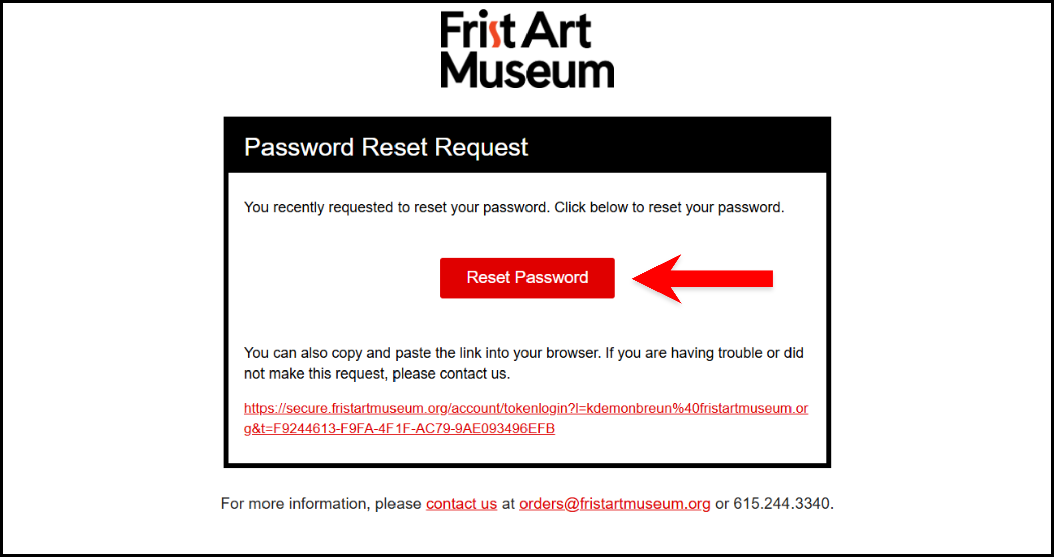 Screen shot of Rest my password button