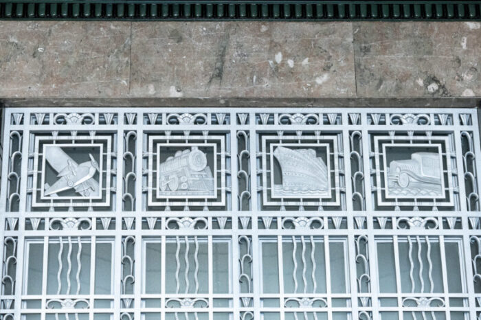 Detailed ironwork around a window.