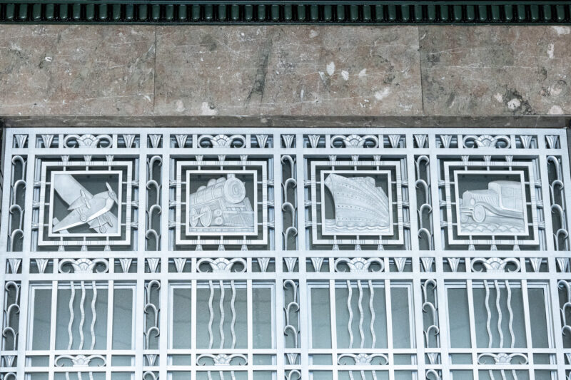 Detailed ironwork around a window.