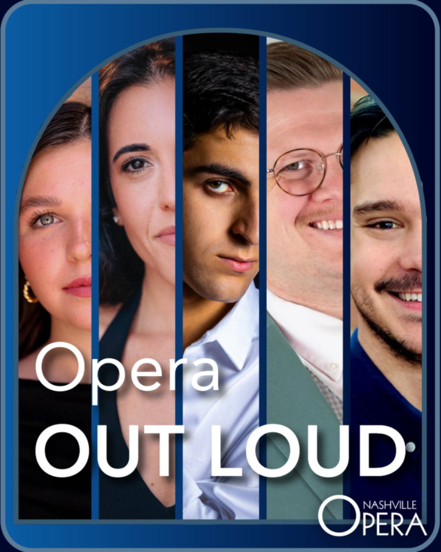 Graphic showing panels of people for Opera Out Loud