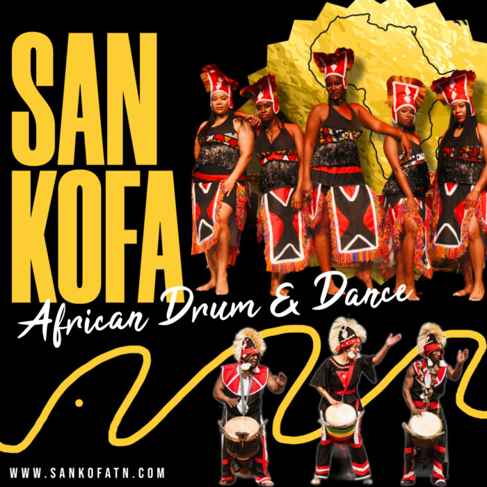 Graphic for the Sankofa drum group.