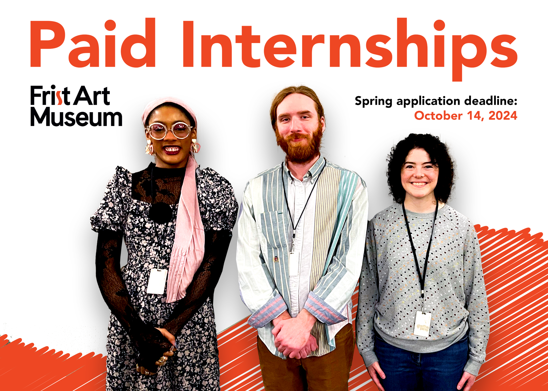 Paid Internships for Spring 2024 graphic showing three interns.