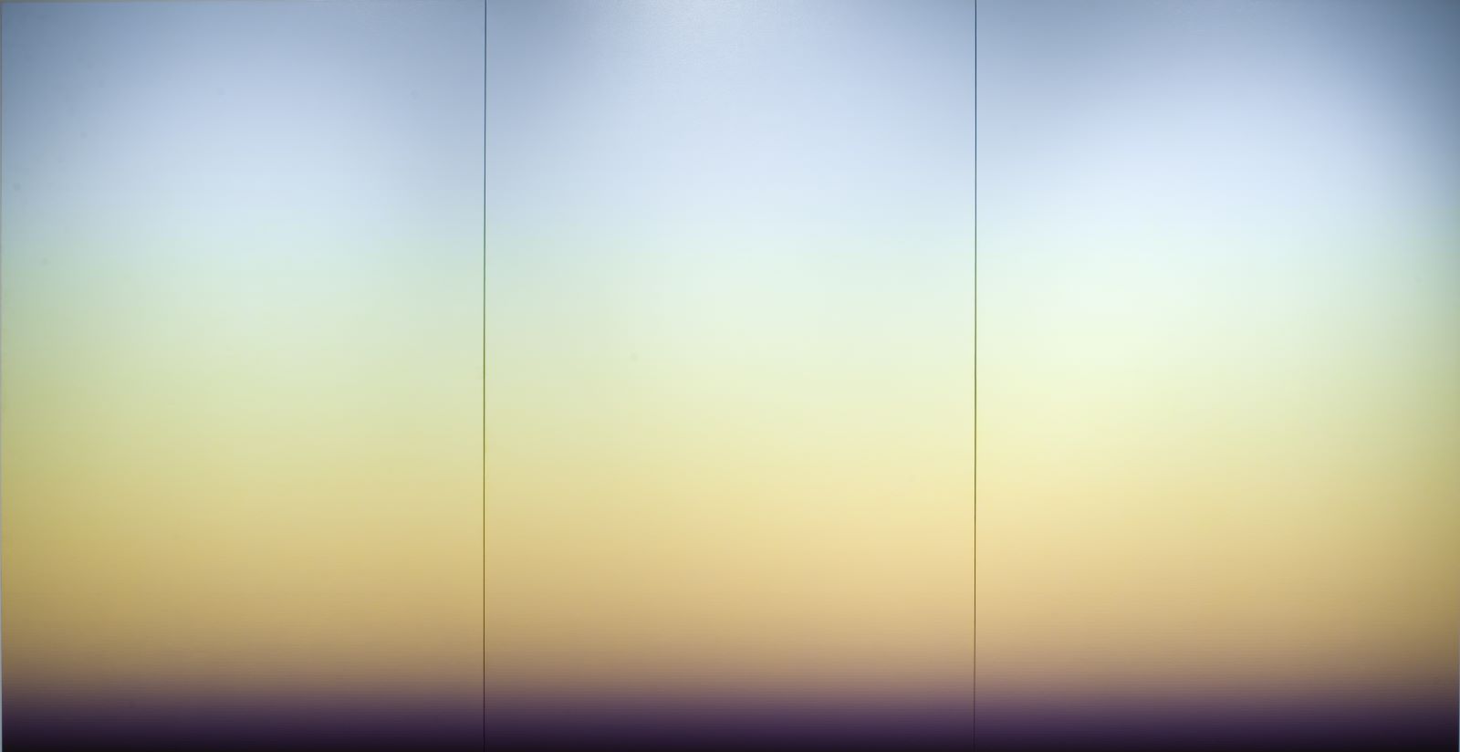 A rectangular image with grandient colors that start off deep purple, orange, yellow and blue at the top.