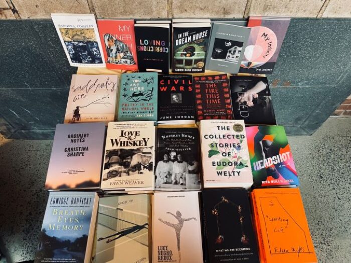 A bunch of books sitting on a table